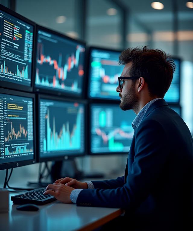 Analysts working on complex financial data at Guildmark Analysis